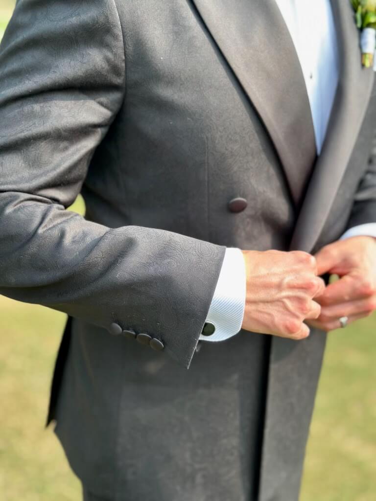 Luxury double-breasted bespoke tuxedo tailored by TS Custom Suits, Jacksonville FL
