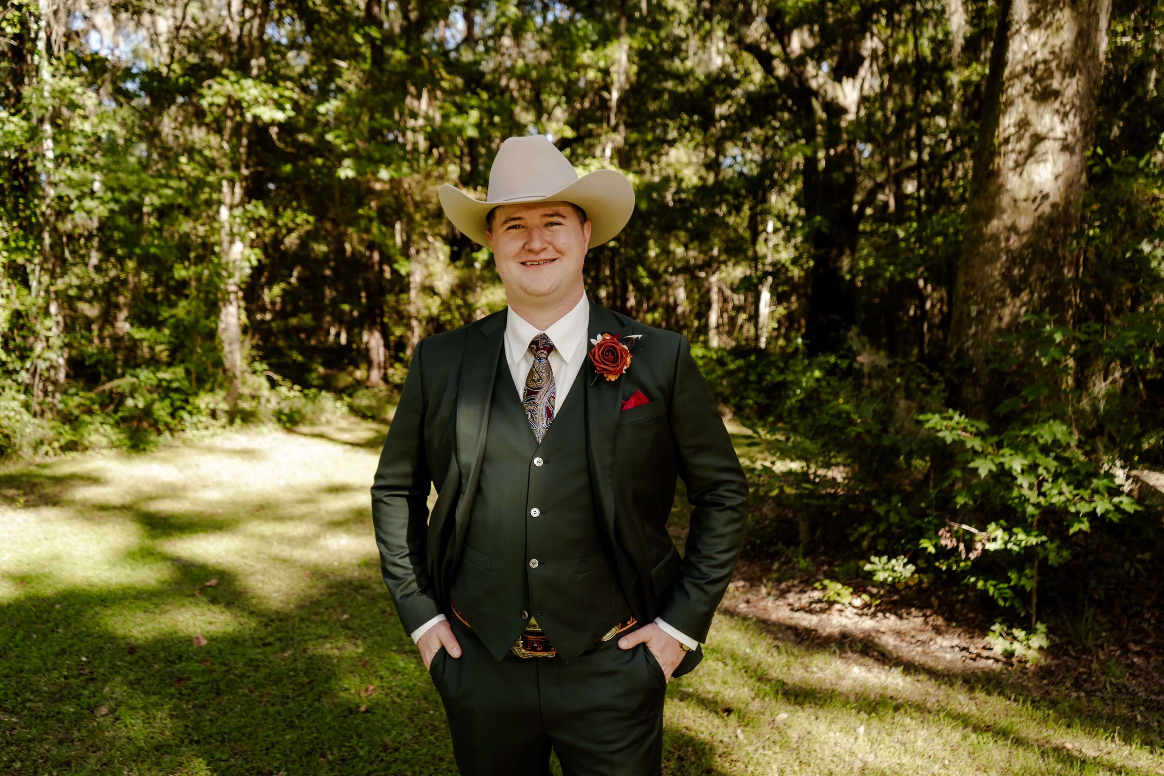 Forest green custom wedding suit handcrafted by TS Custom Suits Jacksonville.