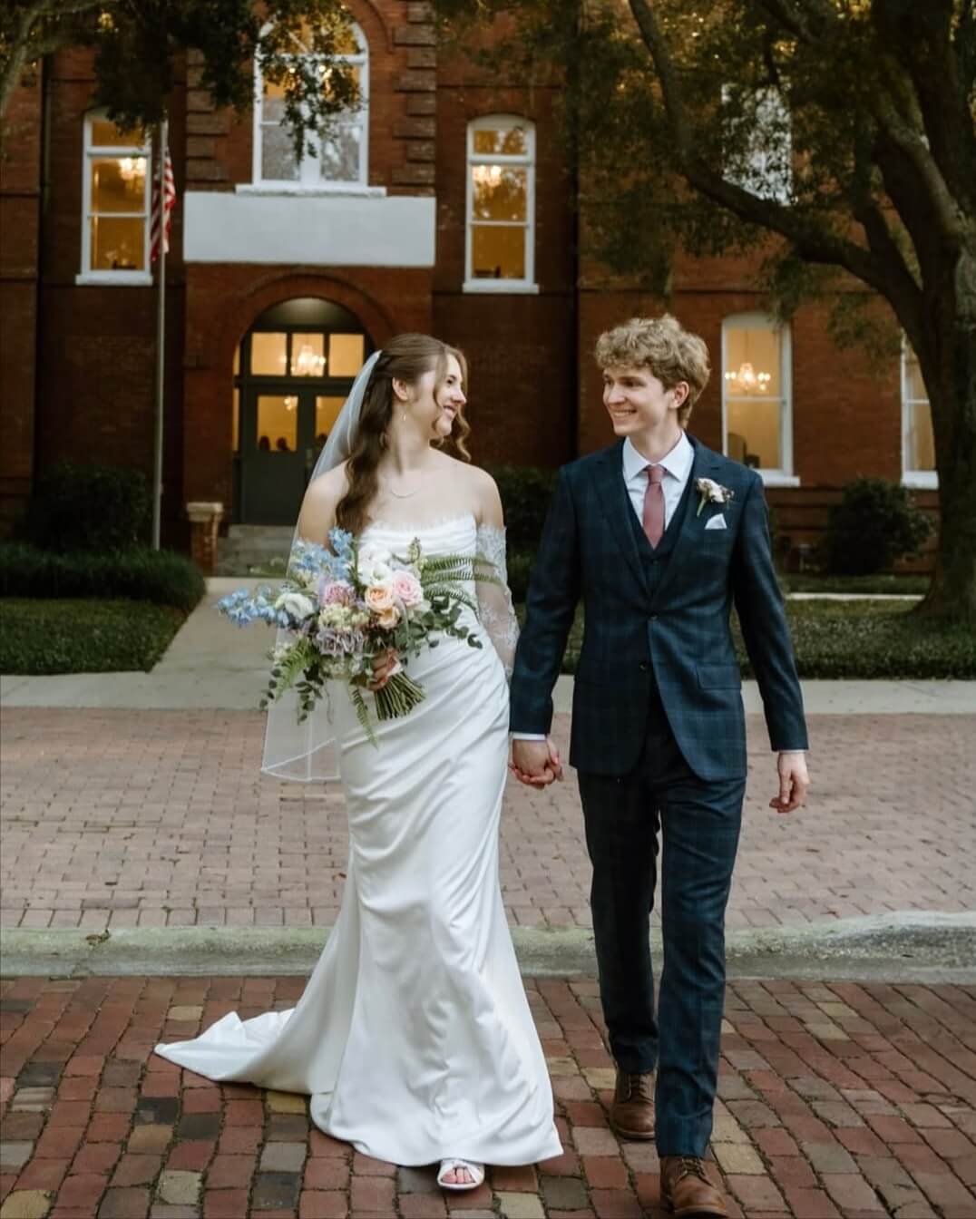 Modern checked suit wedding style