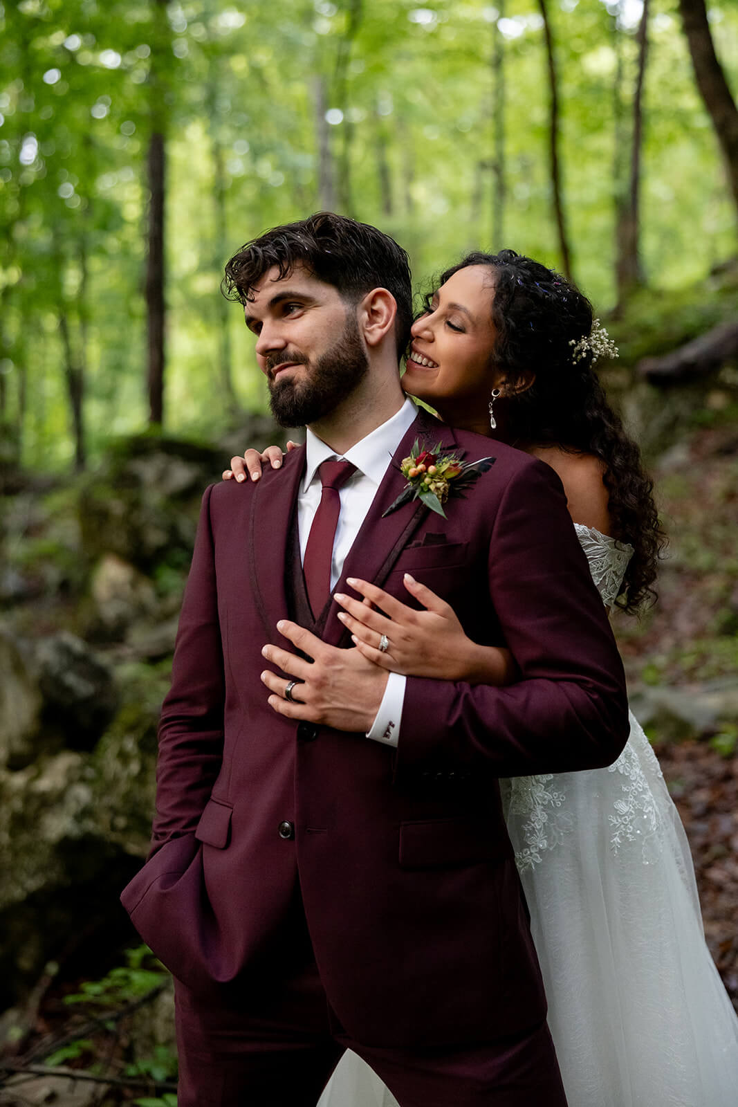 Outdoor wedding with linen blend custom suit